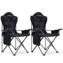 Aohanoi camping chairs 2-pack in camo setup for comfortable outdoor seating.