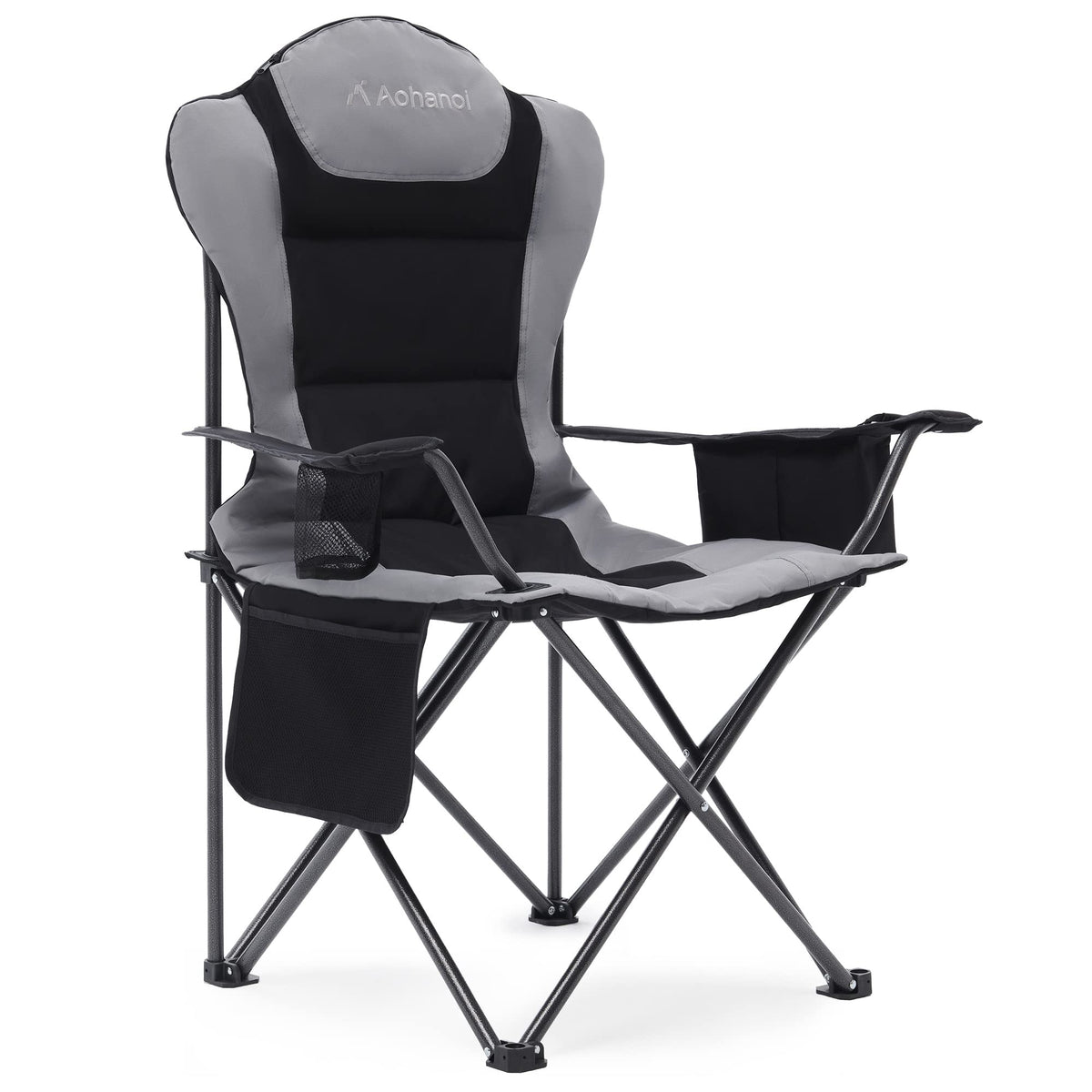 Aohanoi folding camping chair with 5-degree tilt for all-day outdoor comfort.