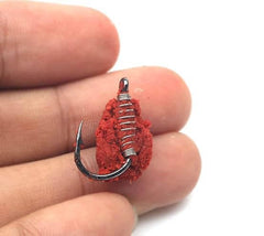 Detail of the dough-bait spring securing mechanism on AOHRO hooks.
