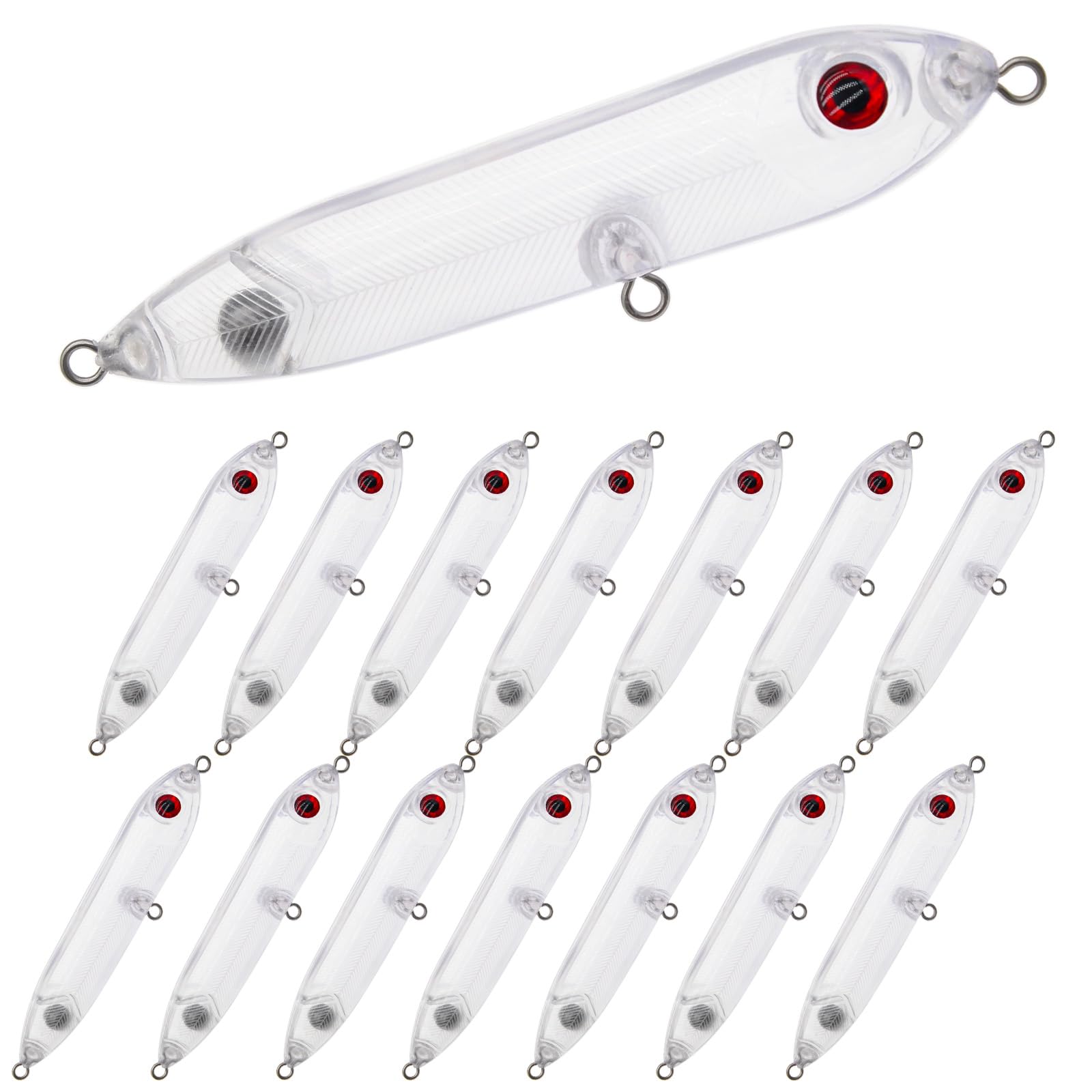 Aollerfilery 15-piece clear unpainted fishing lure blanks kit