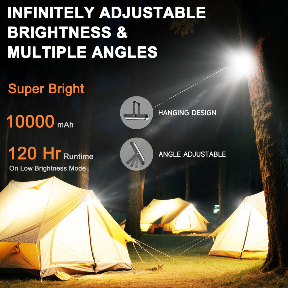AOMEES camping lantern showing 12 light modes for versatile campsite lighting.