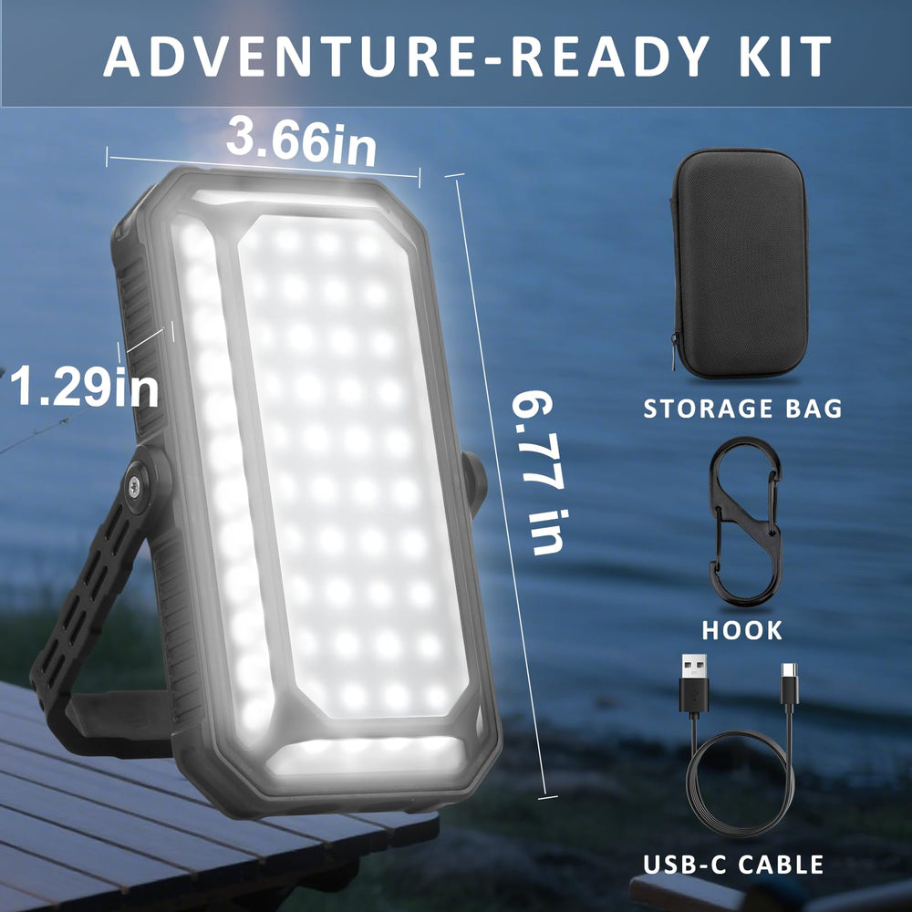 AOMEES emergency kit lantern with USB-C cable and accessories for quick setup.