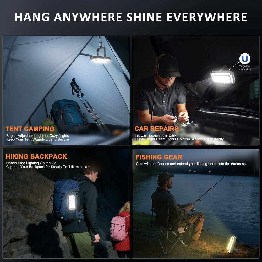 AOMEES camping lantern LCD display shows runtime and active mode at a glance.