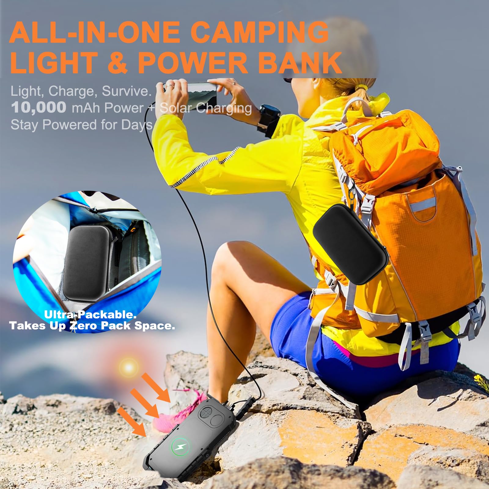 AOMEES lantern in red light mode for night vision and quiet tasks outdoors.