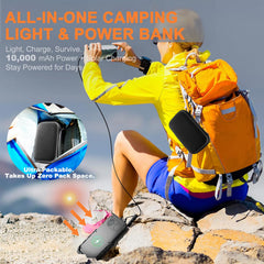 AOMEES lantern in red light mode for night vision and quiet tasks outdoors.