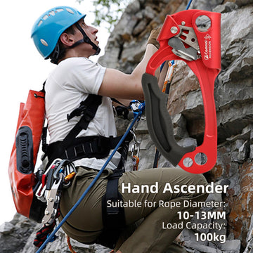 Aomiun ascender clamps 10-13mm rope securely, enabling stable rope progression.