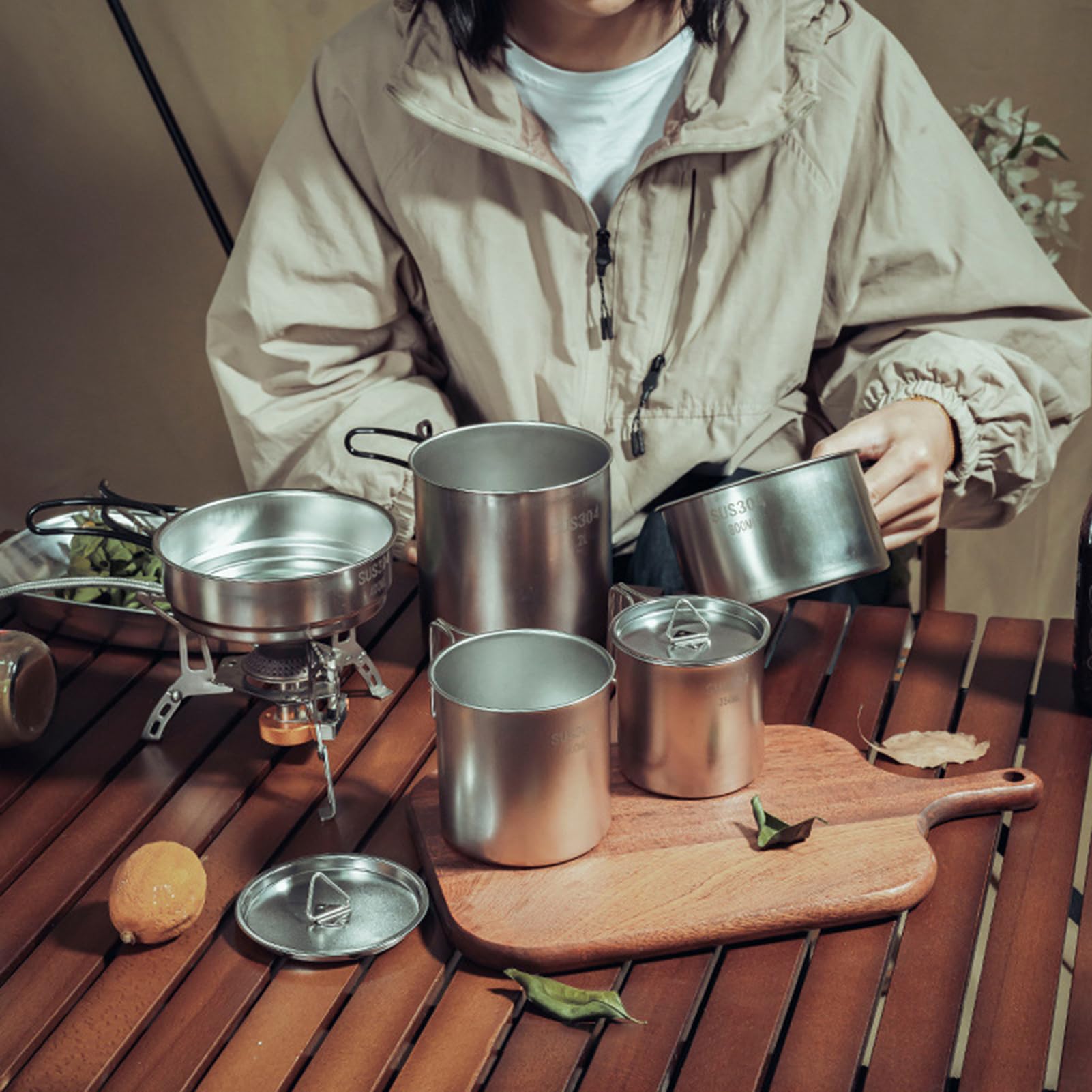 Aomiun camping cookware set dishwasher-safe design simplifies post-trip cleanup.
