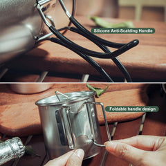 Aomiun camping cookware set large cup for boiling water and hot drinks.