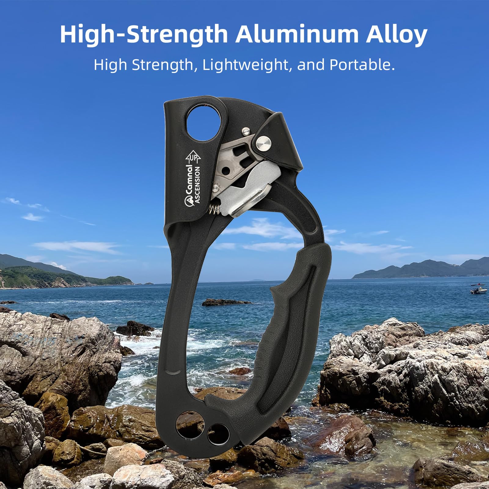 Aomiun hand ascender compatible with 10–13mm ropes for secure clamping.