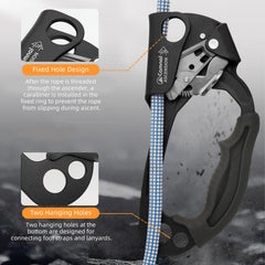 Aomiun ascender showing multiple attachment holes for convenient gear linking.
