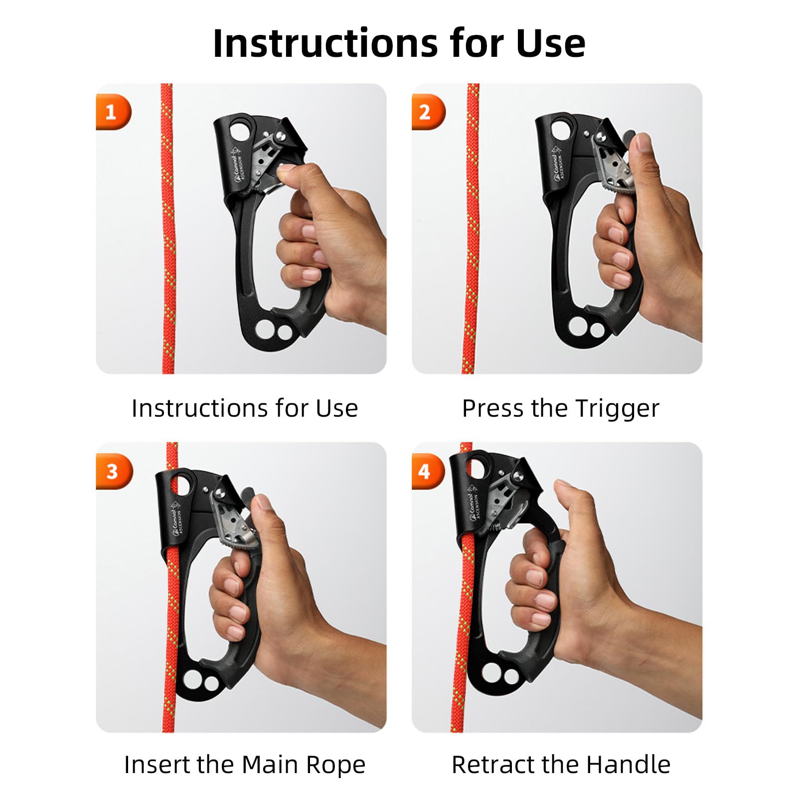 Aomiun cam with mud channels boosts grip on dirty ropes.
