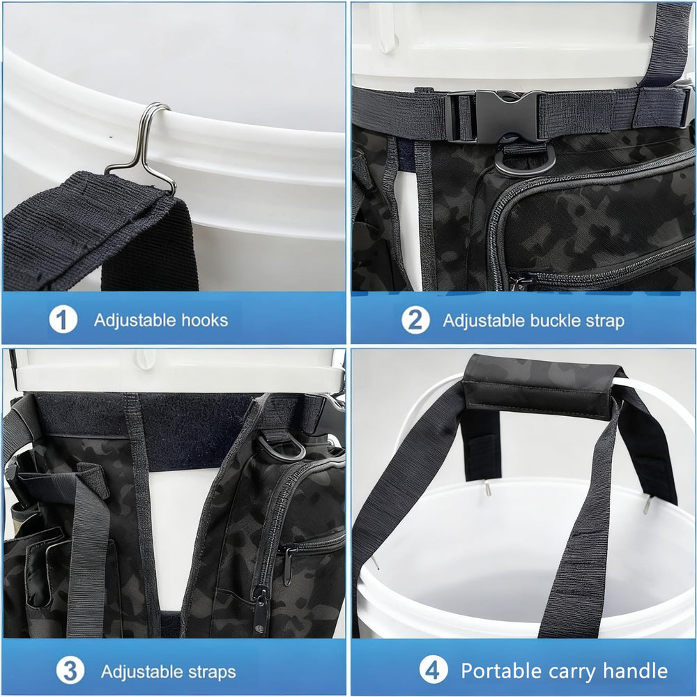 Aomiun fishing bucket bag 5-6 gallon compatibility supports versatile gear storage.