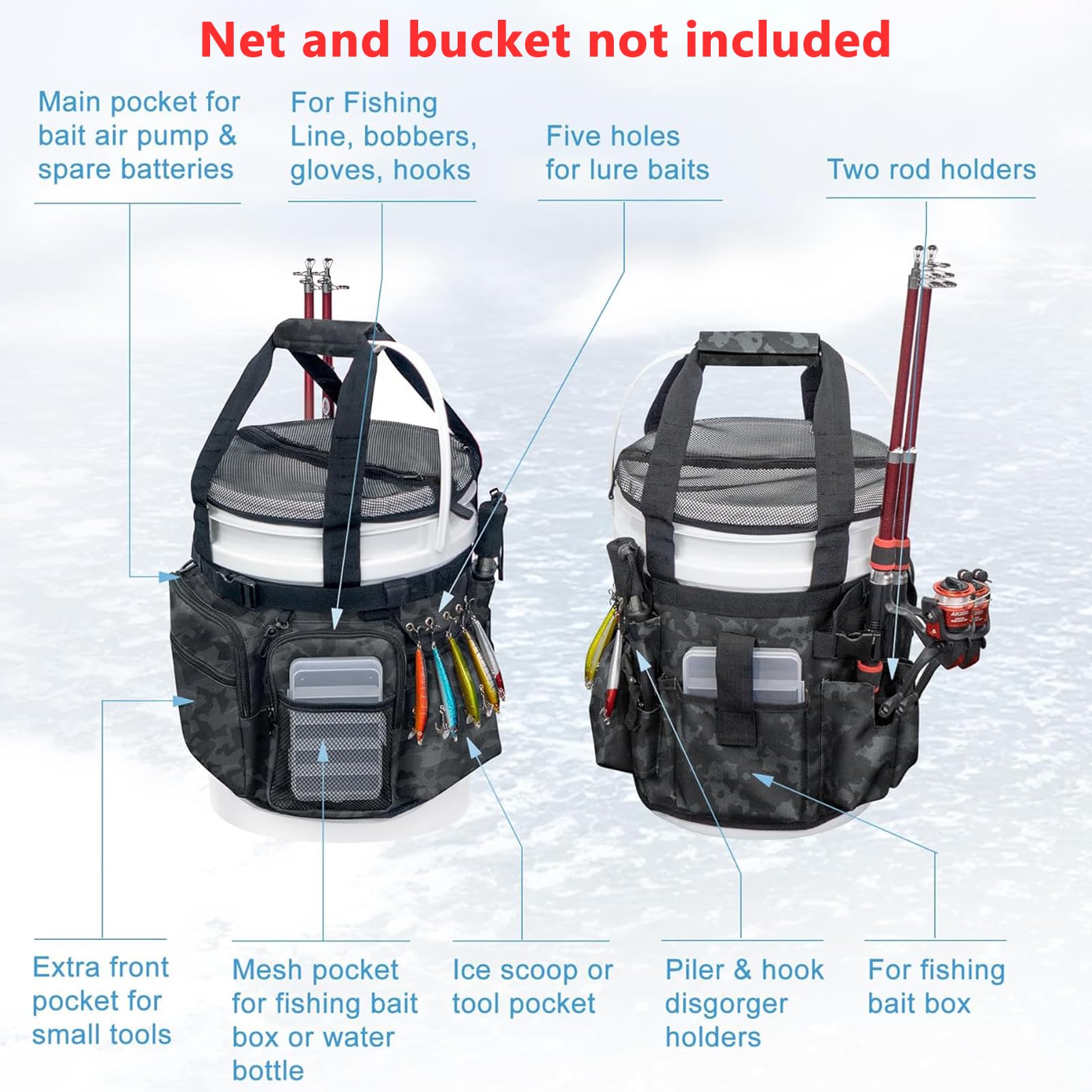 Aomiun Oxford fabric construction delivers rugged durability for outdoor fishing.