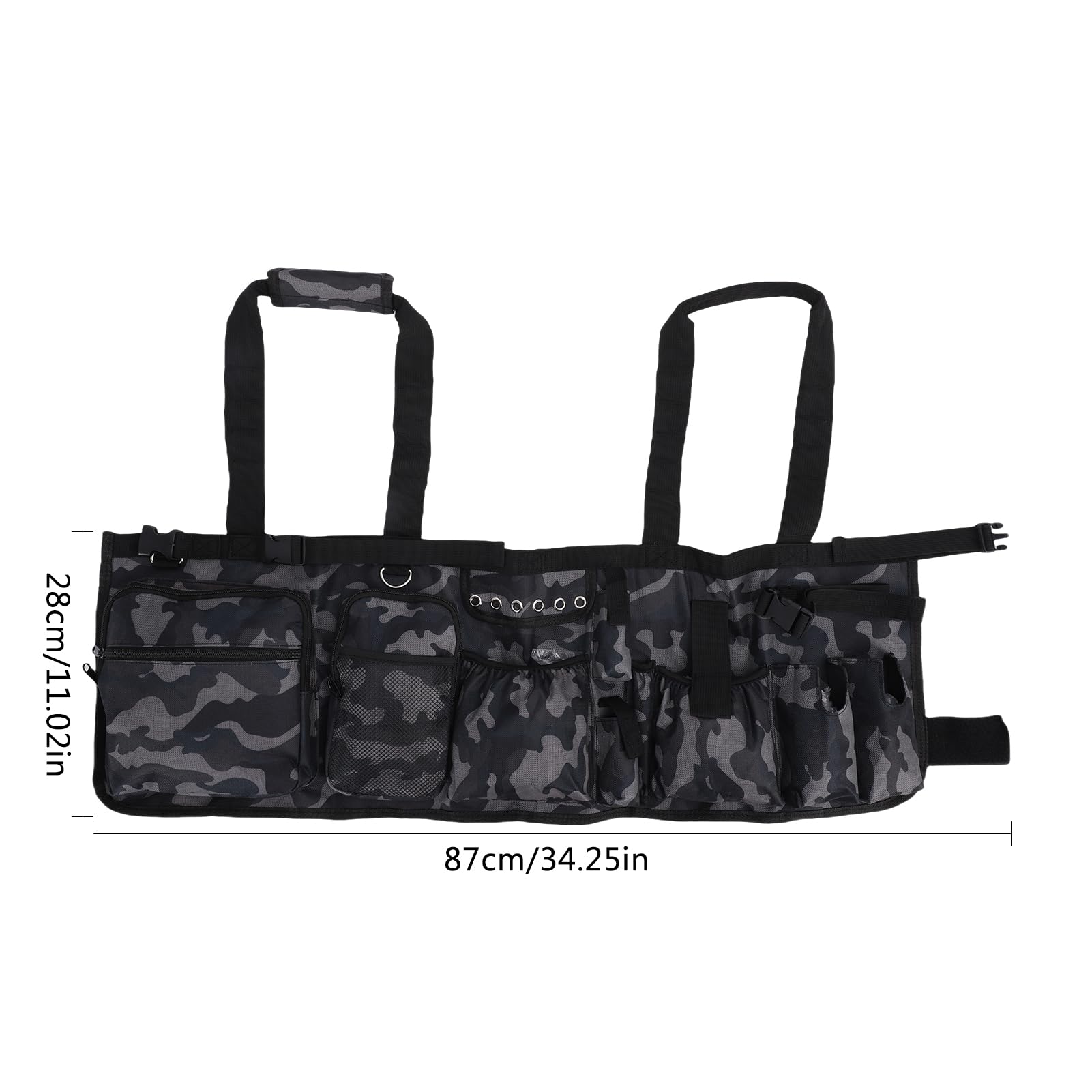 Aomiun fishing bucket bag includes rod and pole racks for organized equipment.