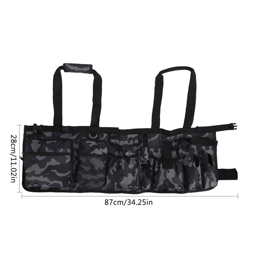 Aomiun fishing bucket bag includes rod and pole racks for organized equipment.