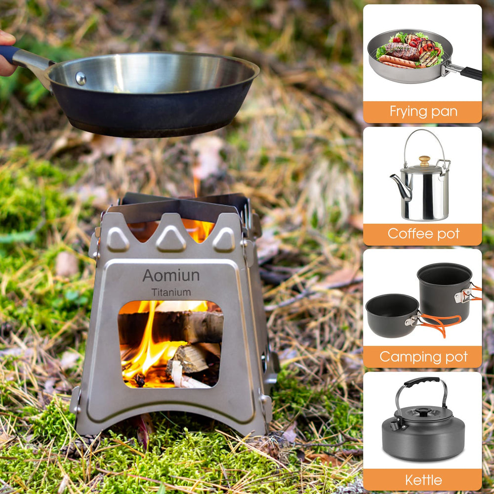 Aomiun folding camp stove packable for backpacking and travel.