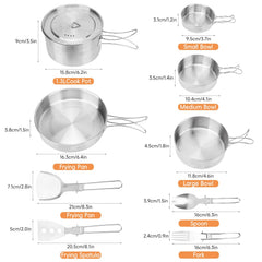Aomiun stainless steel set offers durable, easy-clean cookware for outdoor cooking.
