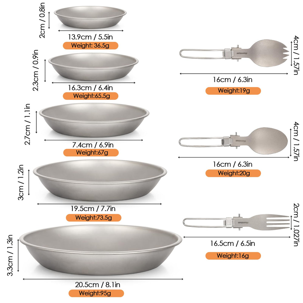 Compact storage design of Aomiun titanium camping plates