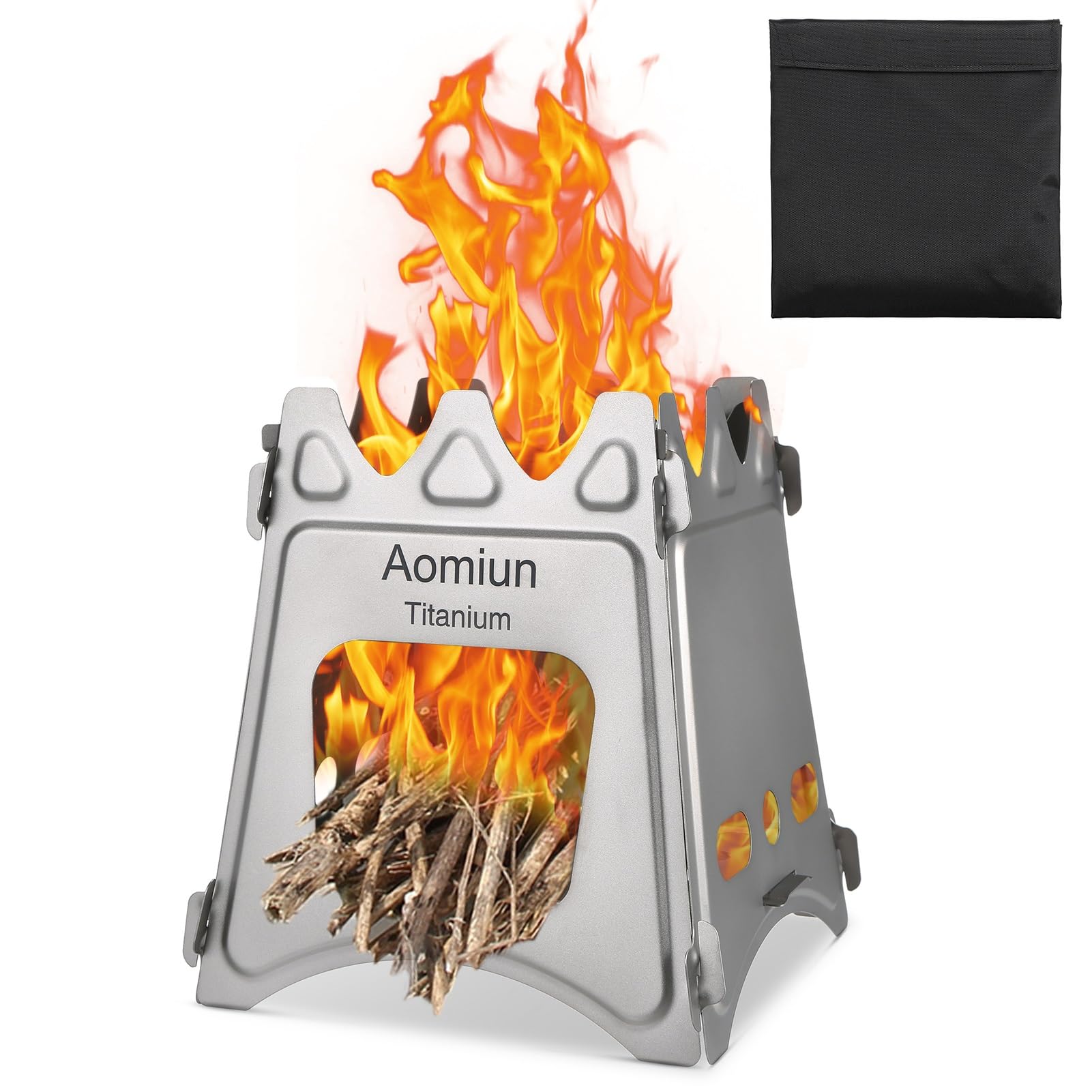 Aomiun titanium camping stove during assembly shows a stable, durable base.