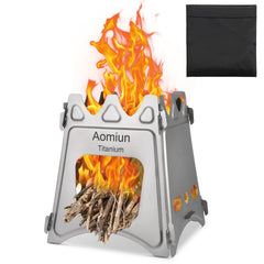 Aomiun titanium camping stove during assembly shows a stable, durable base.