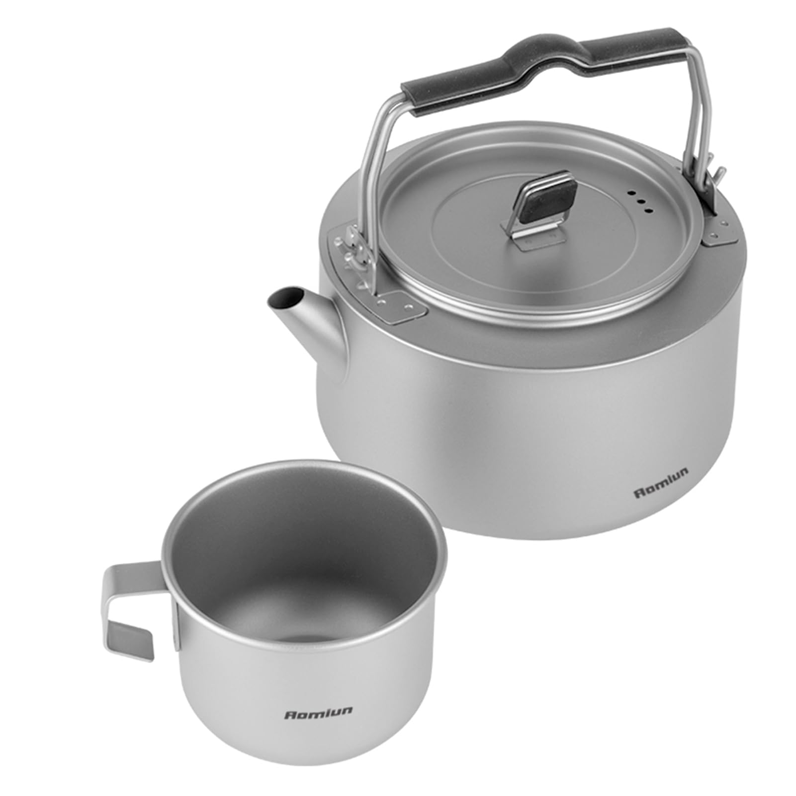 Aomiun Titanium Kettle camping setup ready-to-use for tea or coffee