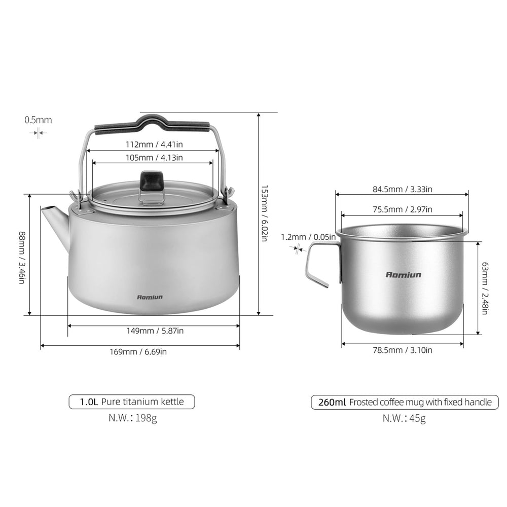 Aomiun Titanium Kettle storage bag included for organized camping