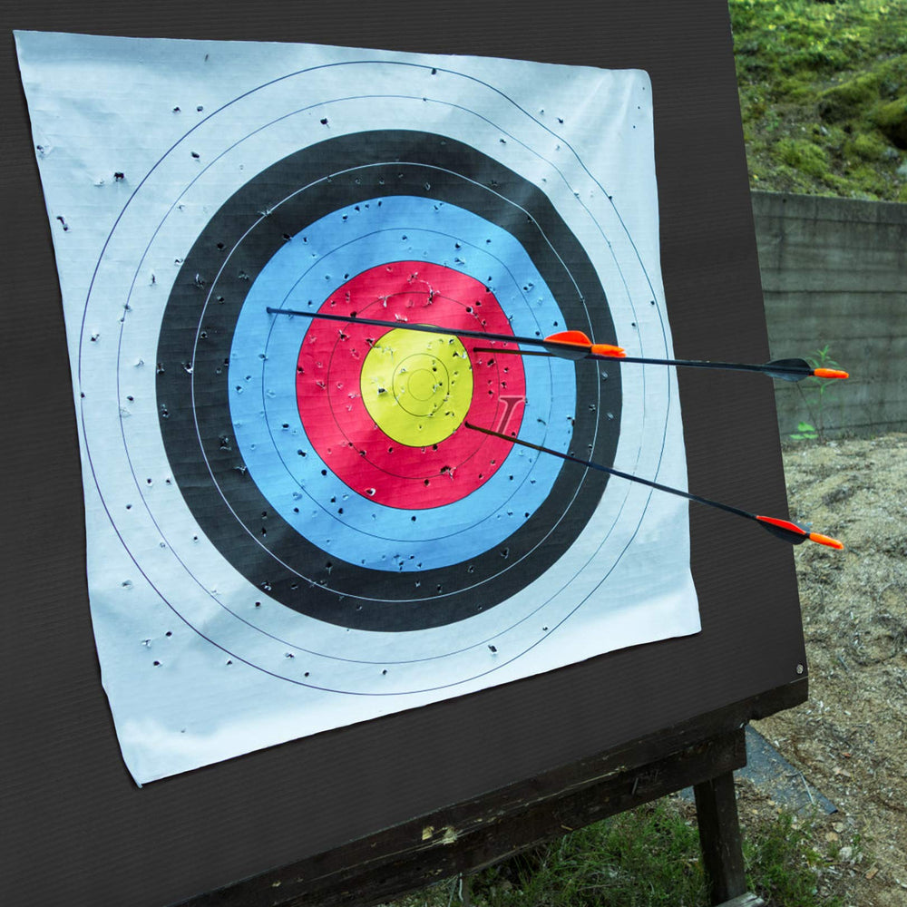 Aoneky 2mm black archery backstop in compact indoor setup.