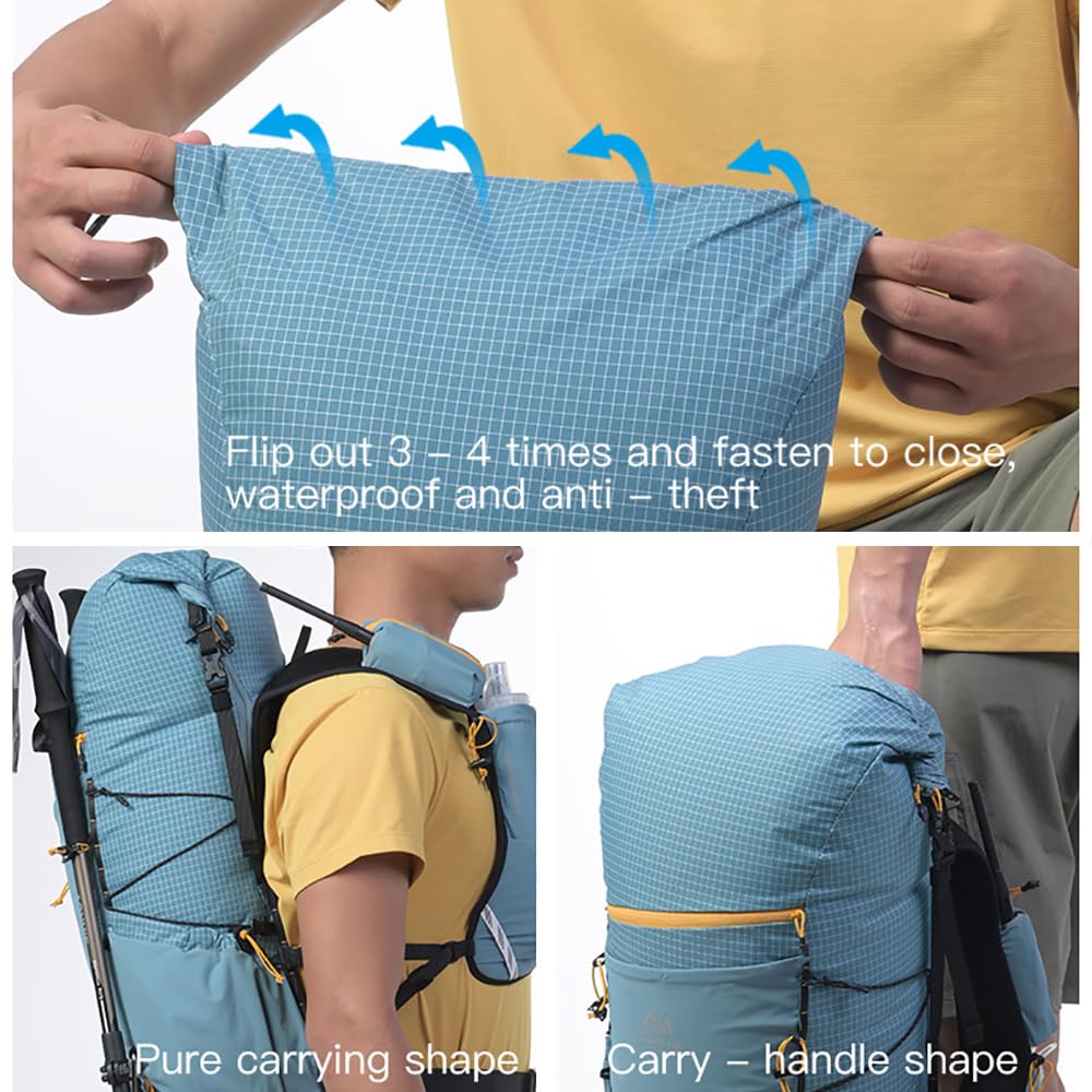 AONIJIE 30L 12-compartment layout white, organized storage for gear and snacks.