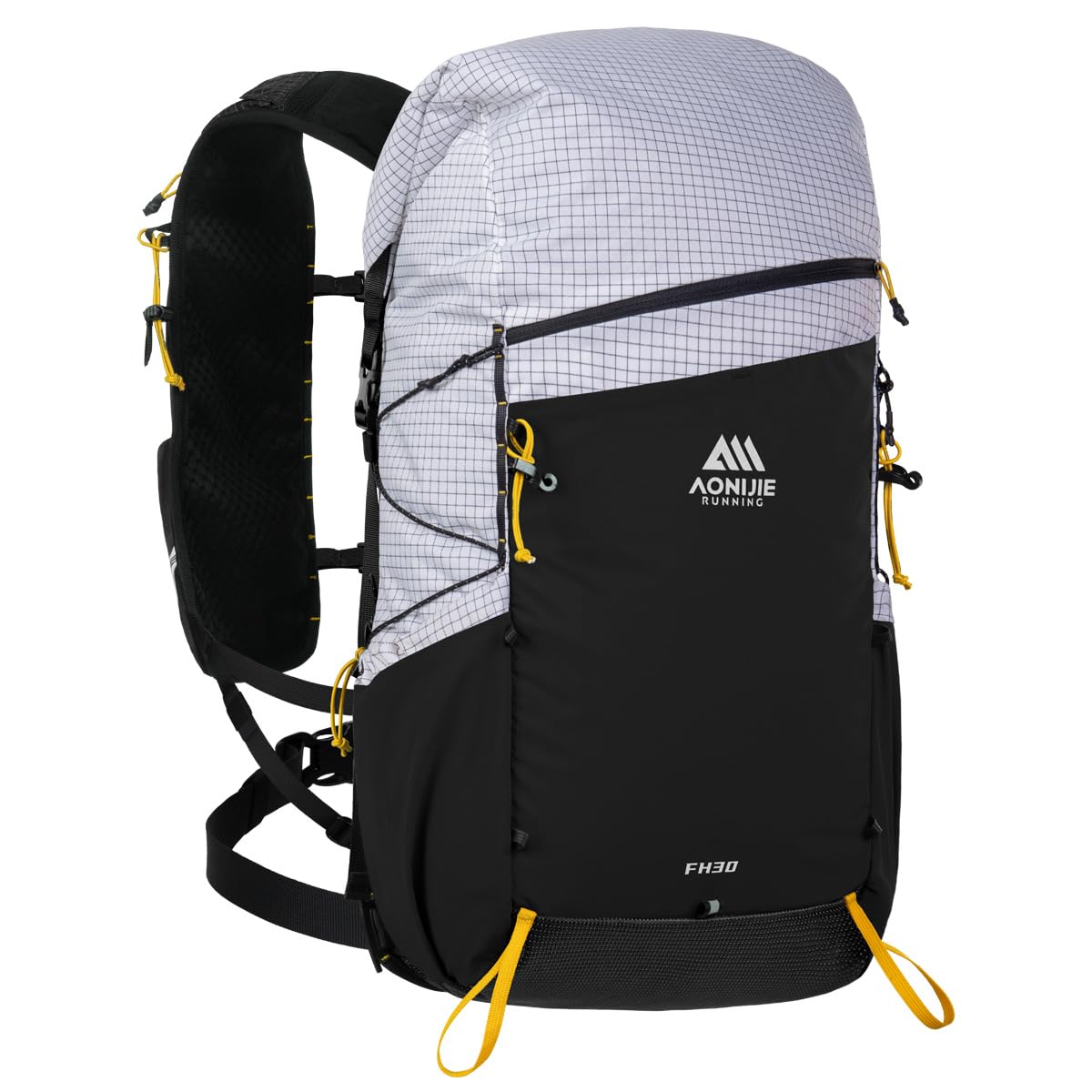 AONIJIE 30L backpack front view in white, a durable companion for day hikes and travel.