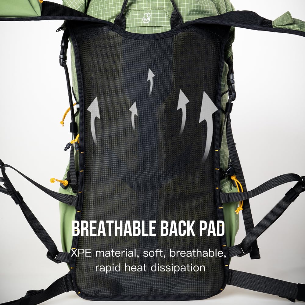 AONIJIE 30L hip and lumbar support white, steady load distribution for extended wearing.
