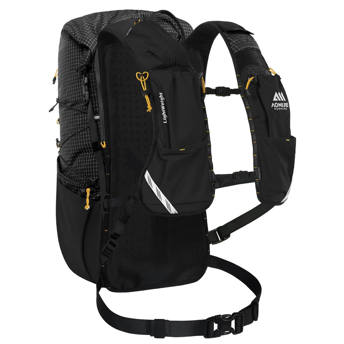 AONIJIE 30L hydration pack back panel highlighting breathable comfort during hikes