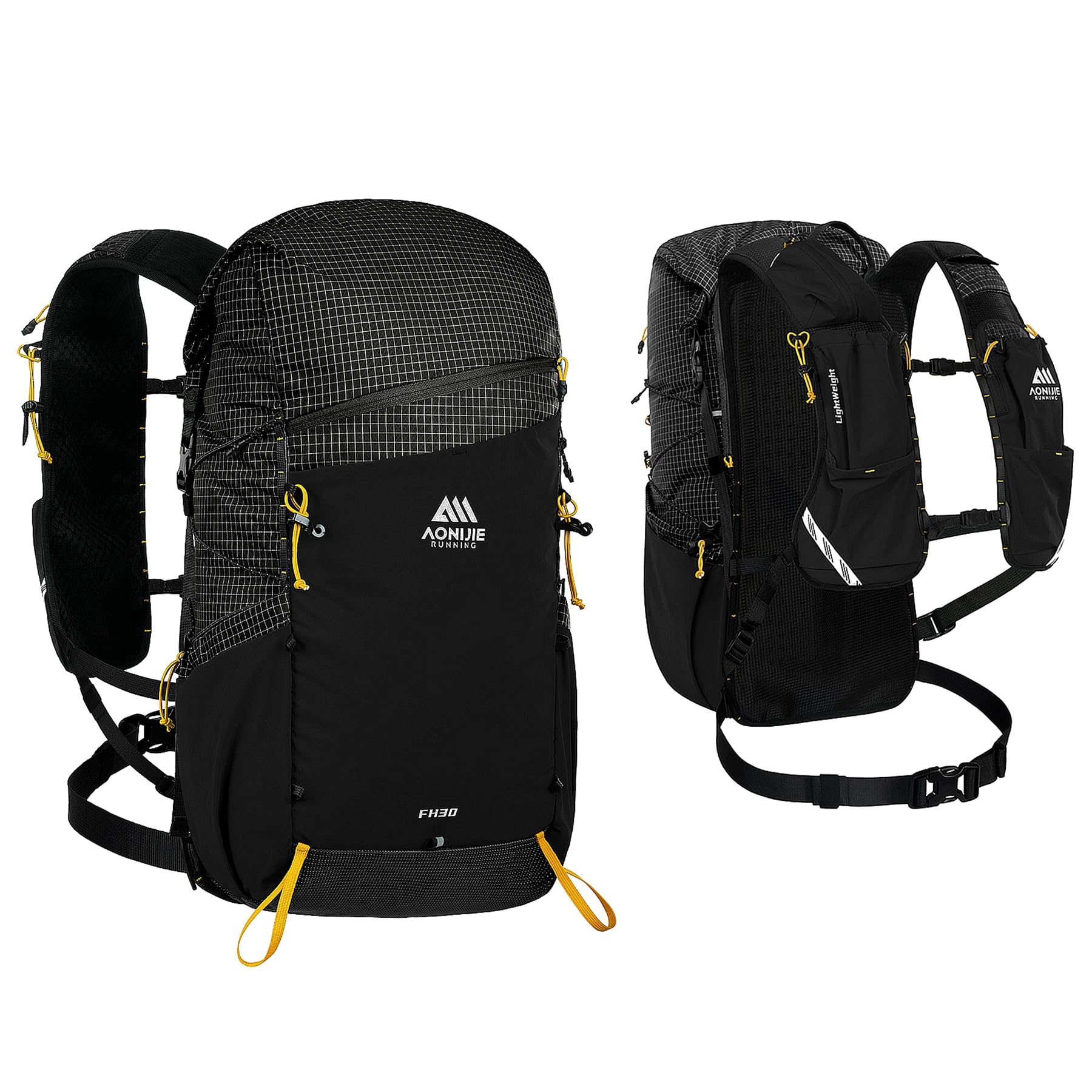 AONIJIE 30L hydration pack front view showing roomy cargo for outdoor adventures