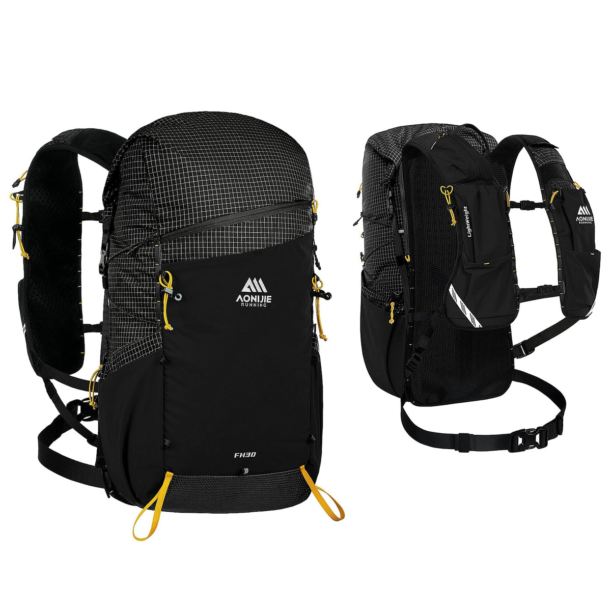 AONIJIE 30L hydration pack front view showing roomy cargo for outdoor adventures