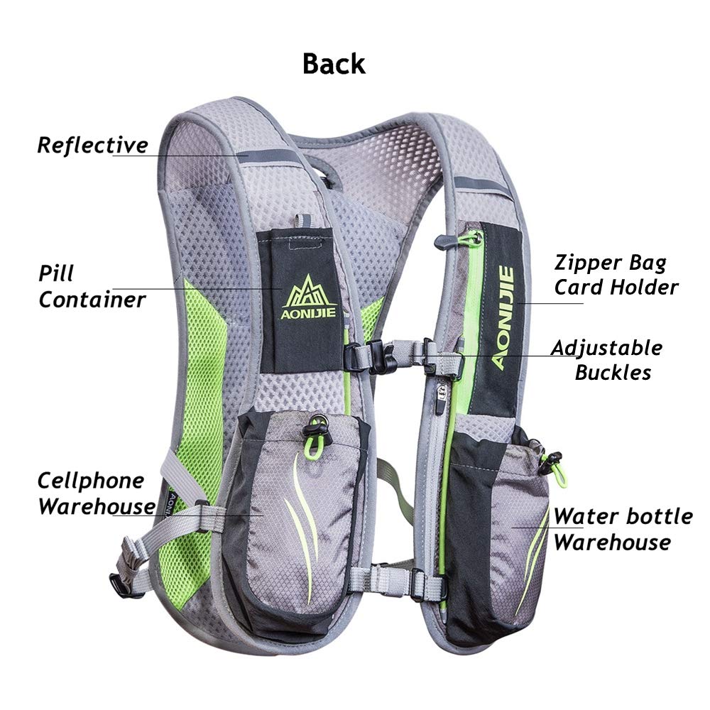 AONIJIE front flask pockets provide easy drink access during runs.