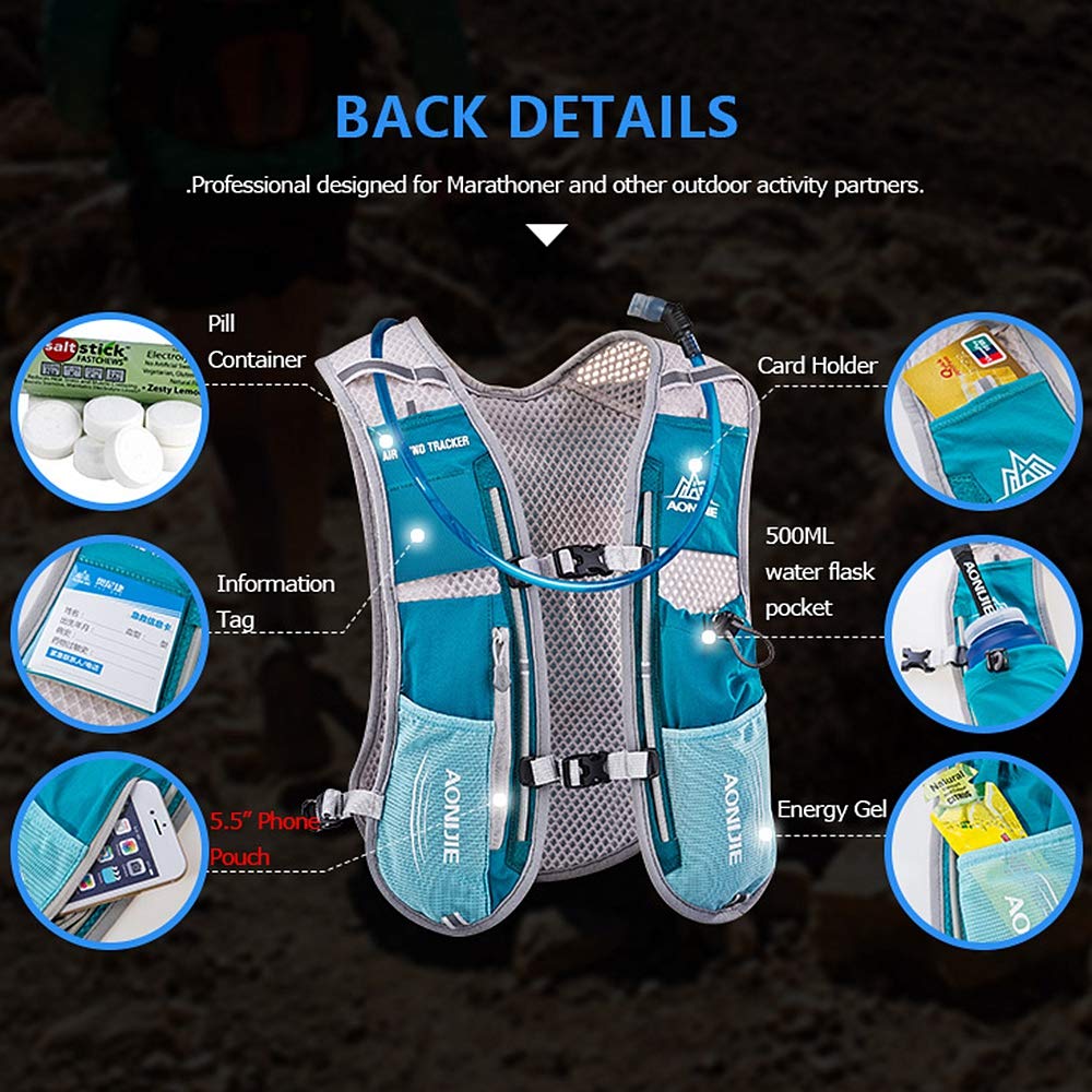 AONIJIE Hydration Vest 5L chest strap demonstrates stable, bounce-free wear