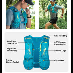 AONIJIE vest with 6.8-inch phone pocket for quick access.