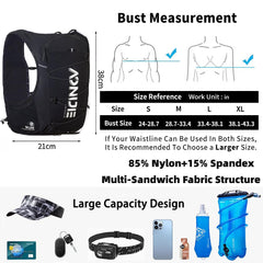 AONIJIE hydration vest front view with reflective strips for night safety during runs
