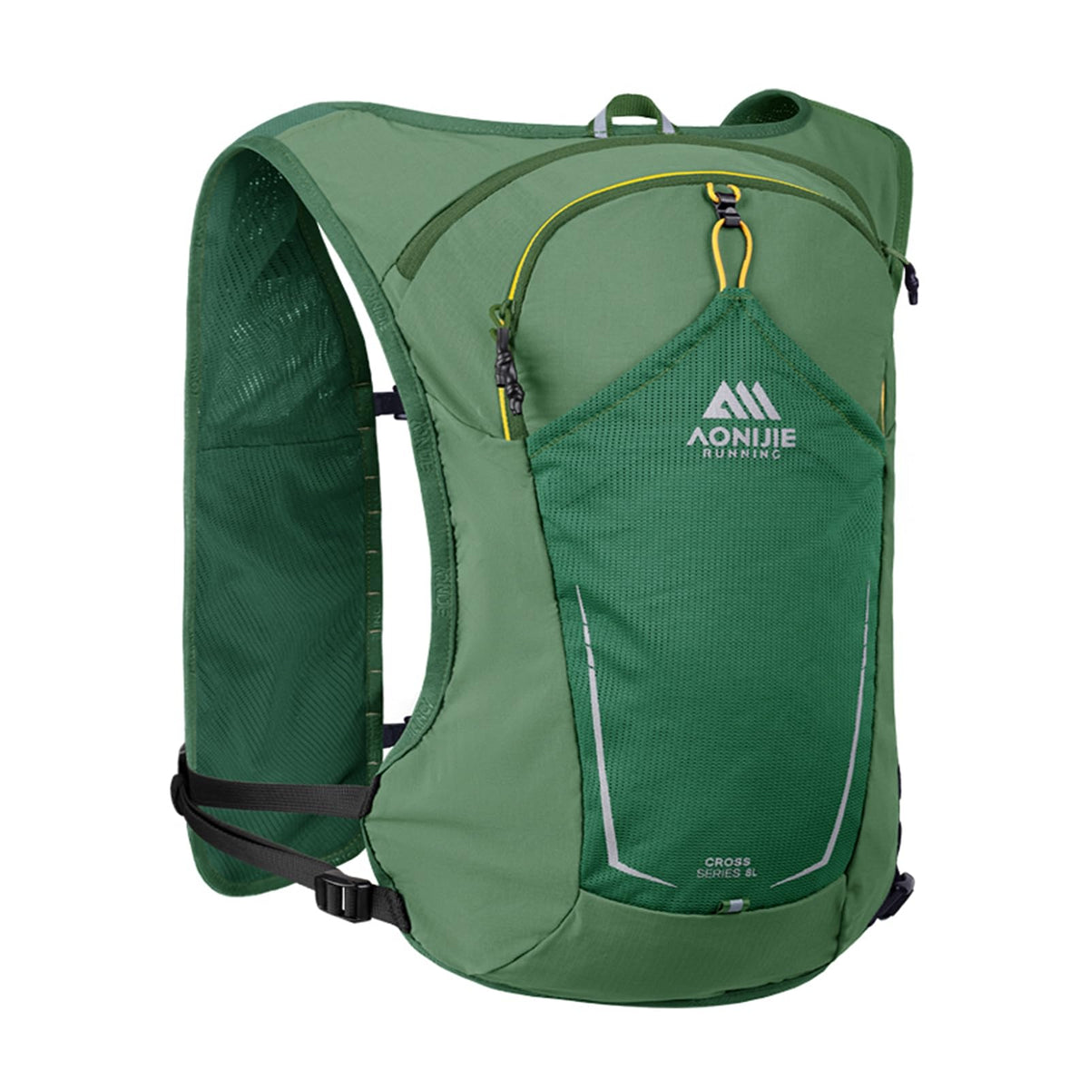 AONIJIE hydration vest front view shows a lightweight fit for trail runs