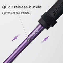 AONIJIE trail poles extended to 130 cm for tall hikers on rough terrain.