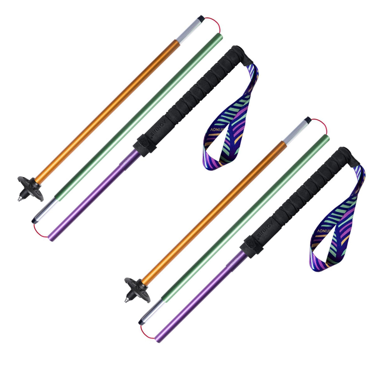 AONIJIE trail poles folded for portable travel and compact packing.