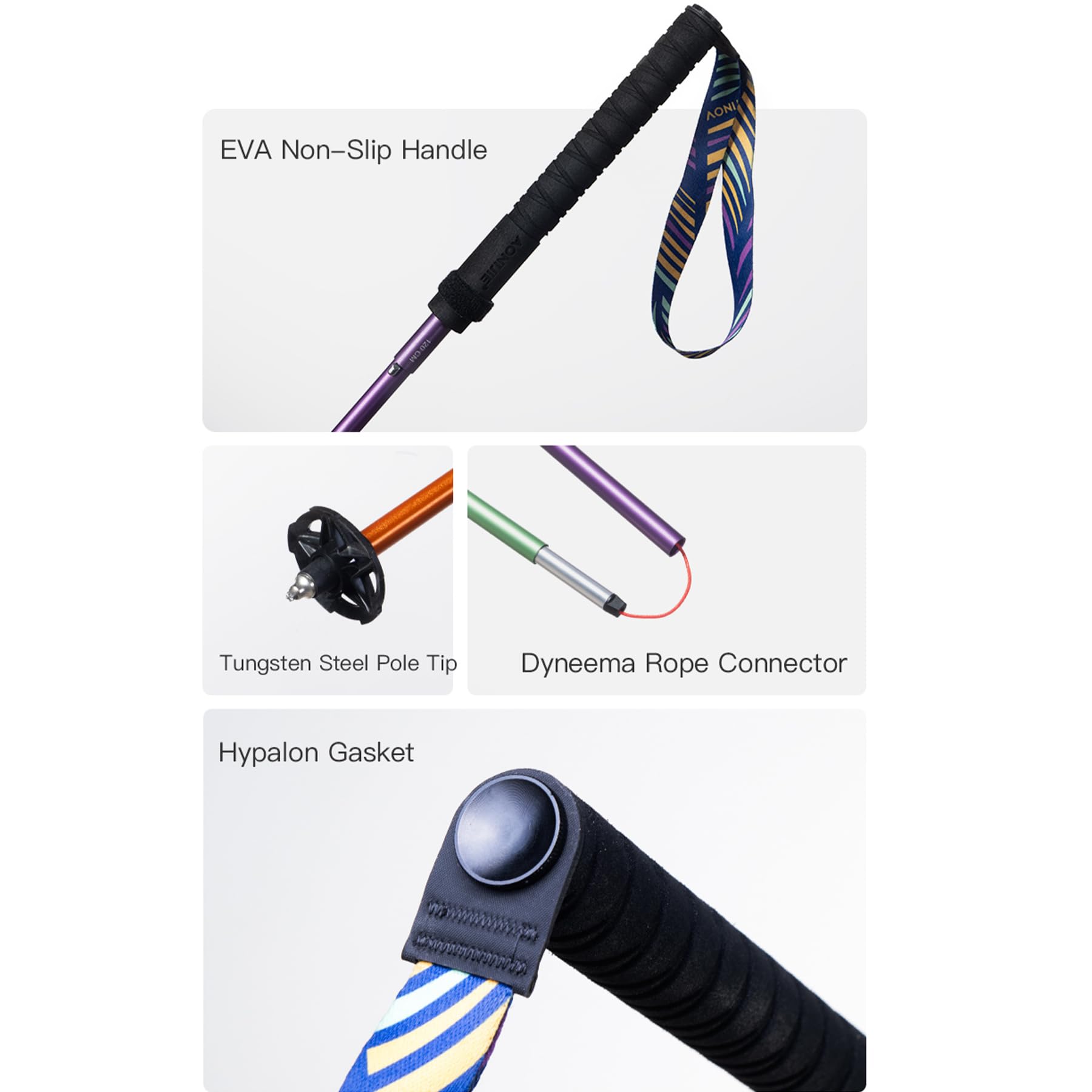 AONIJIE trekking poles ideal for camping and hiking on mountain trails.