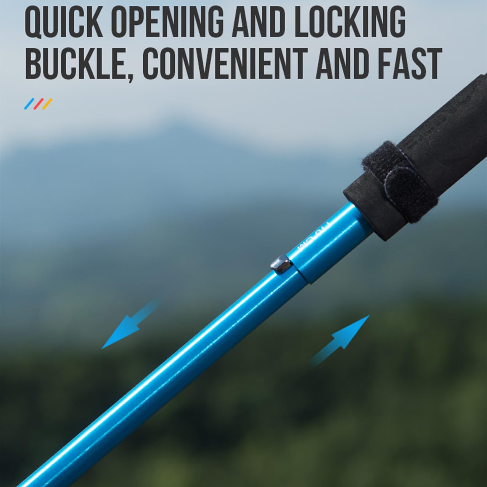 AONIJIE Trail Running Poles feature moisture-wicking wrist straps to prevent loss.
