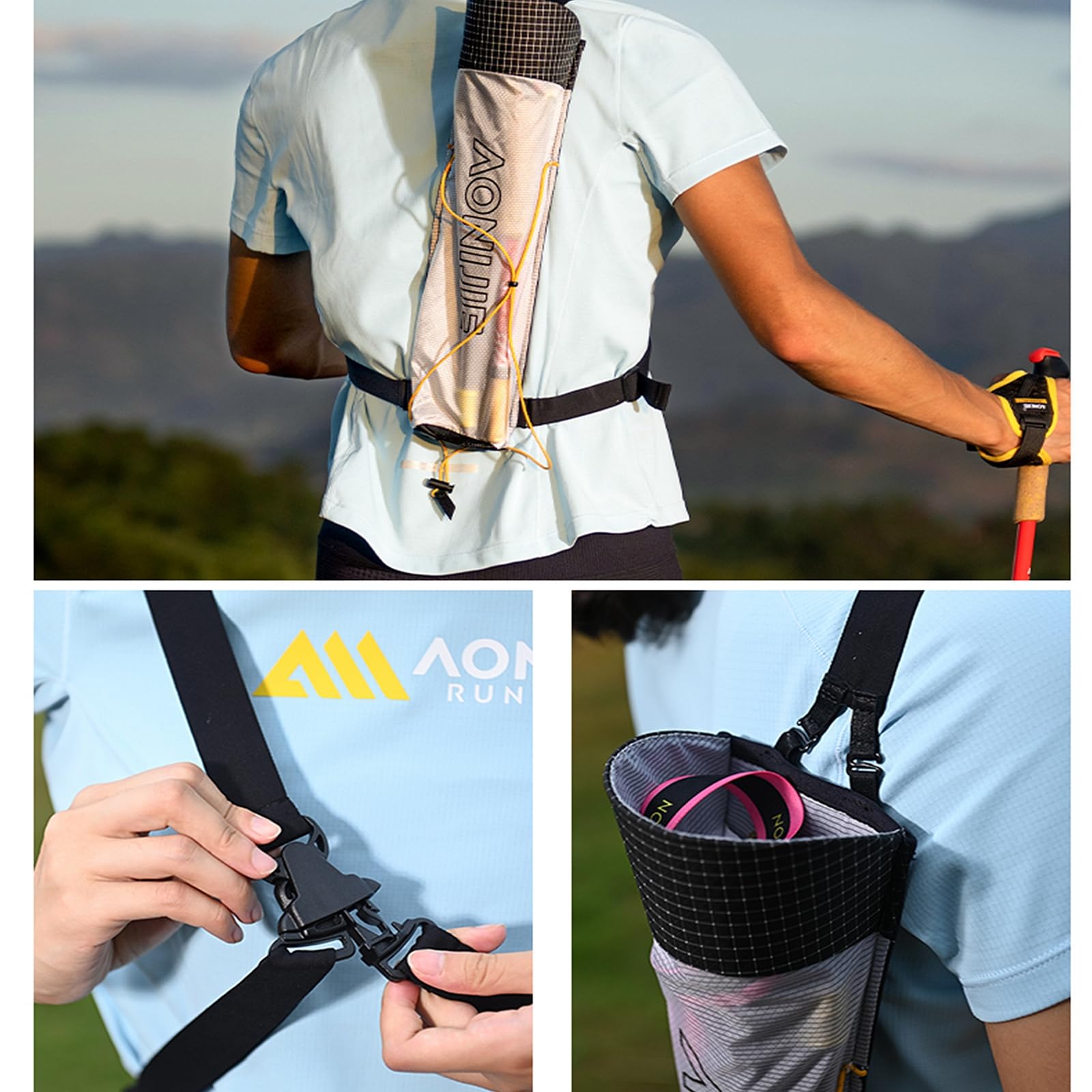 AONIJIE trekking pole pouch foldable design saves space when packing.