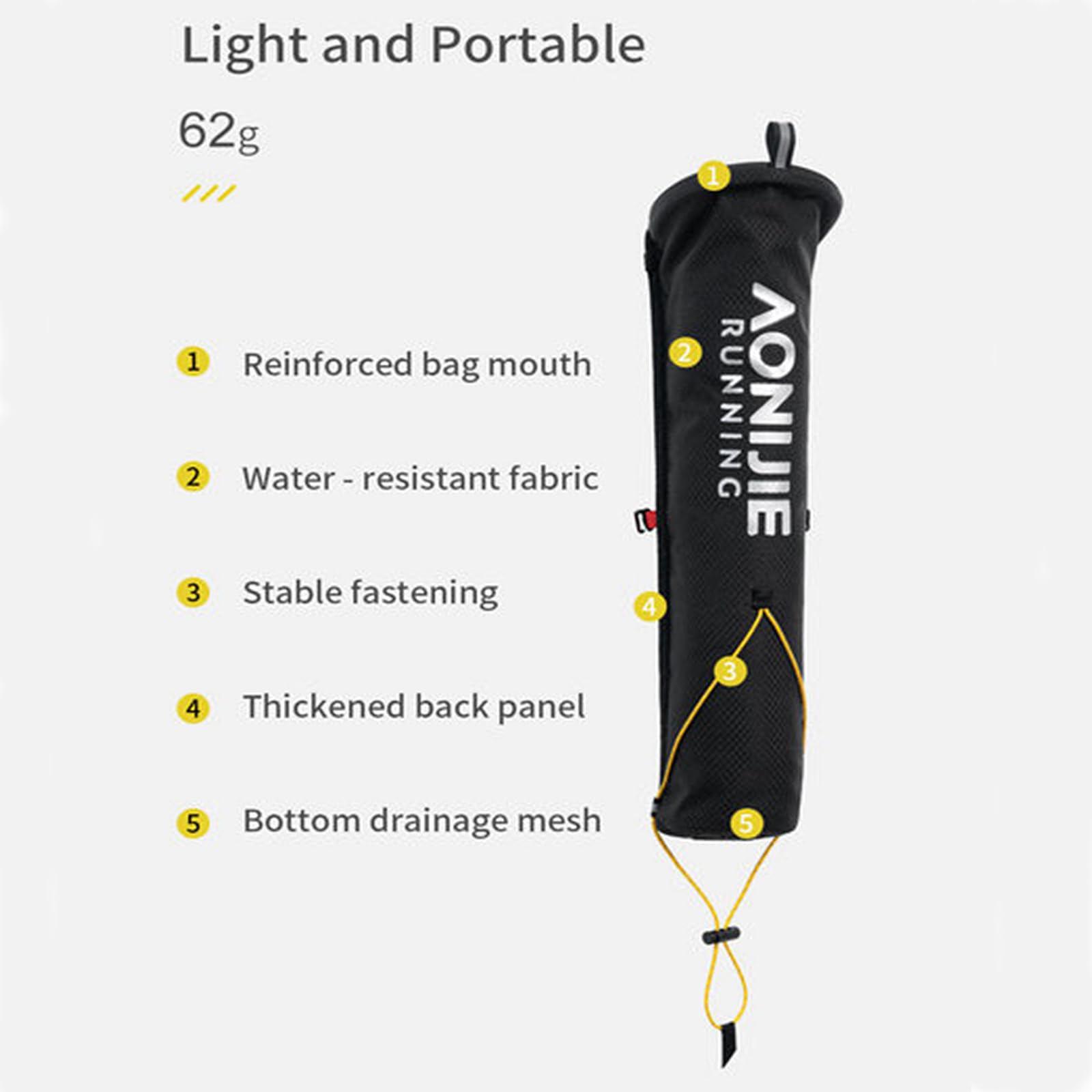 AONIJIE trekking pole pouch ultralight at 62g keeps gear light