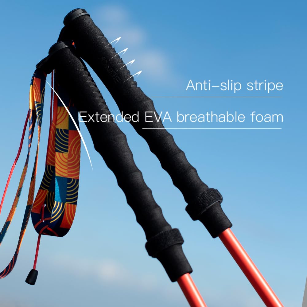 AONIJIE trekking poles with EVA grip keep hands dry and comfortable.