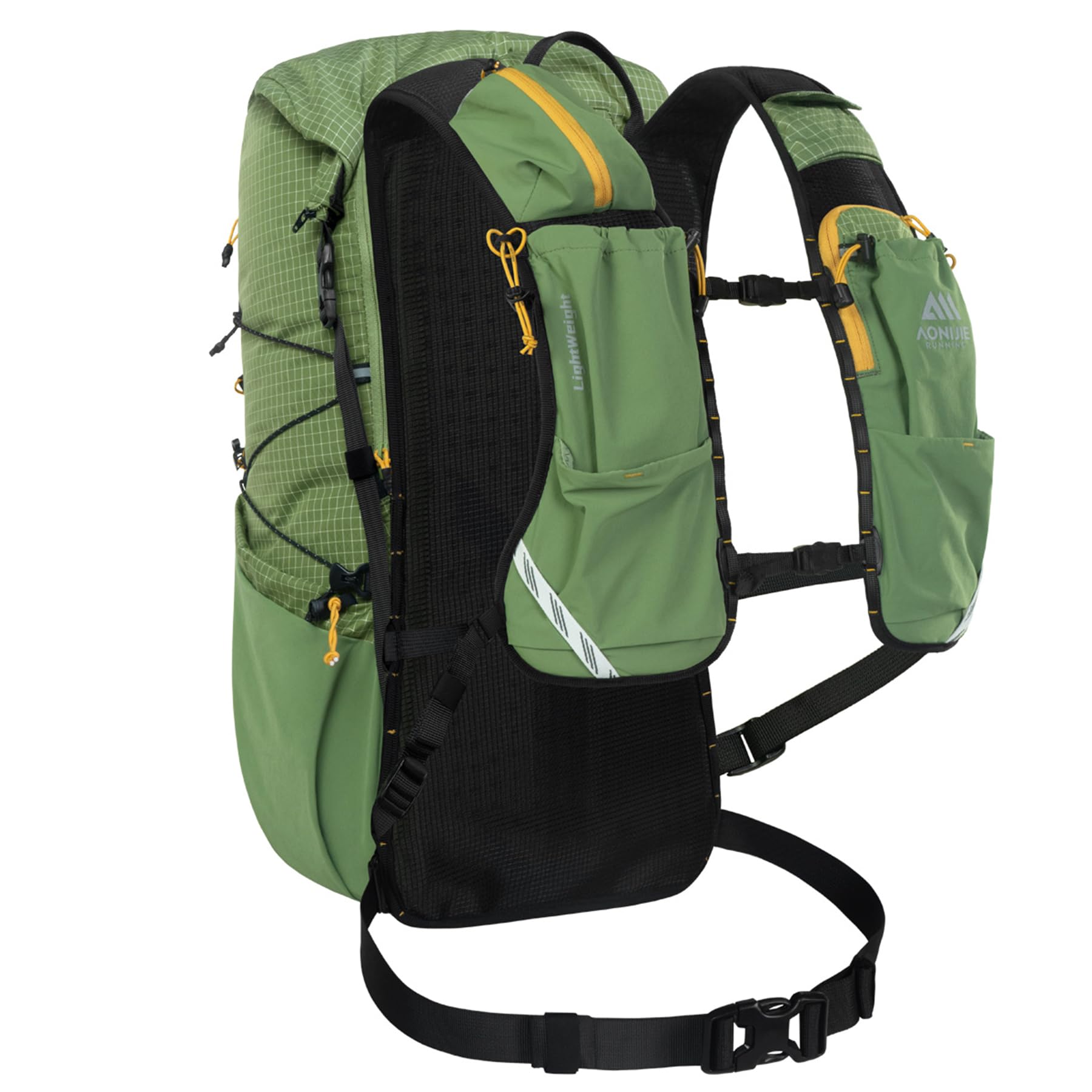 AONIJIE 30L hydration backpack back view highlighting breathable back panel for all-day comfort
