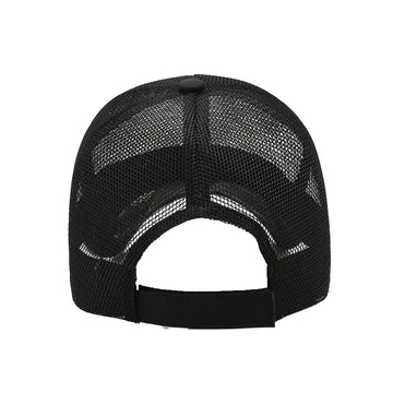 Side view of adjustable strap and fit on gray cap