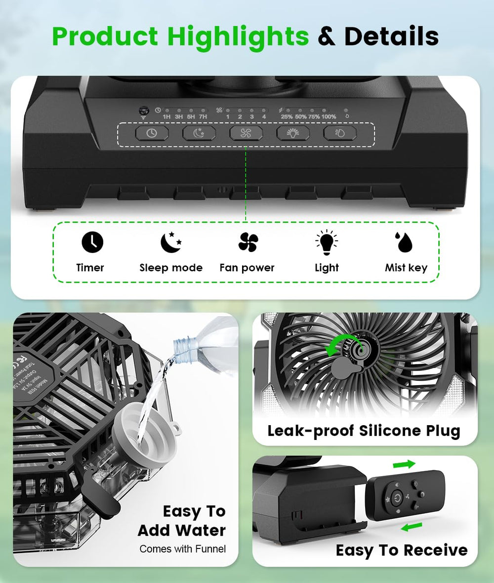 Aopircs misting fan compact design ideal for travel.