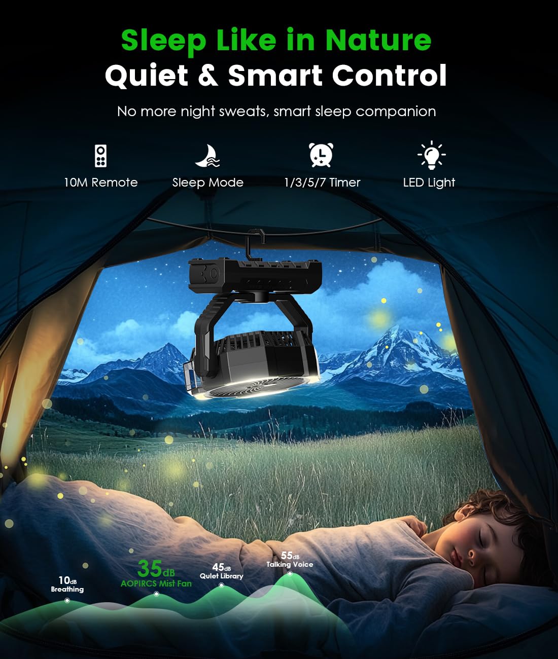 Aopircs misting fan hook attachment for tent and branch hanging.