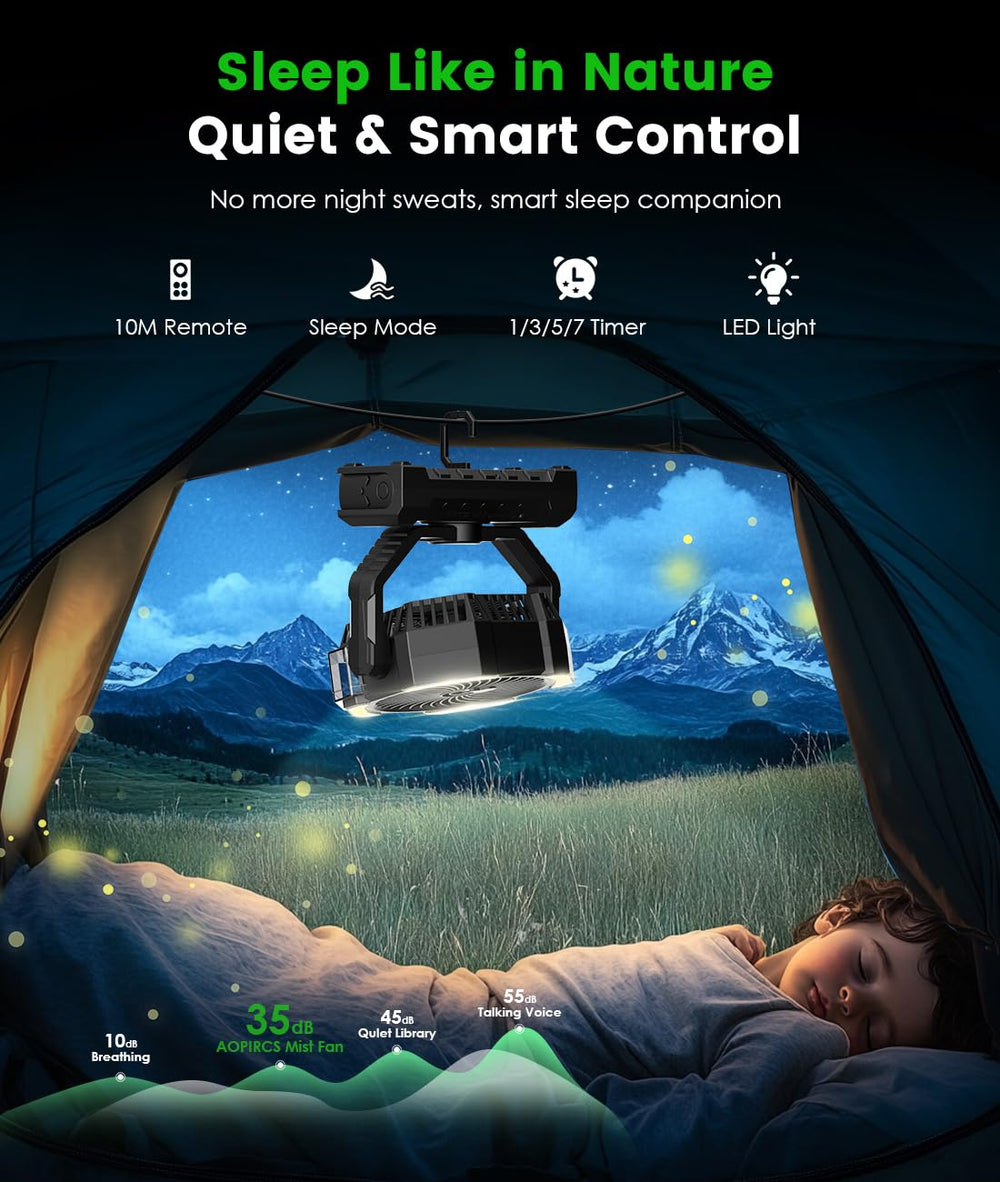 Aopircs misting fan hook attachment for tent and branch hanging.